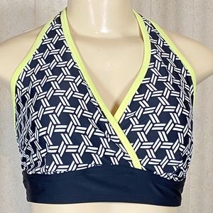 Go By Gossip Black And White Geometric Halter Top